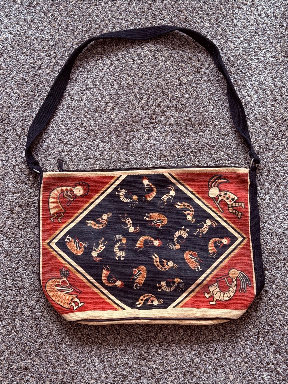 El Paso Saddle Blanket Co. Canvas Shoulder Tote Aztec Kokopelli